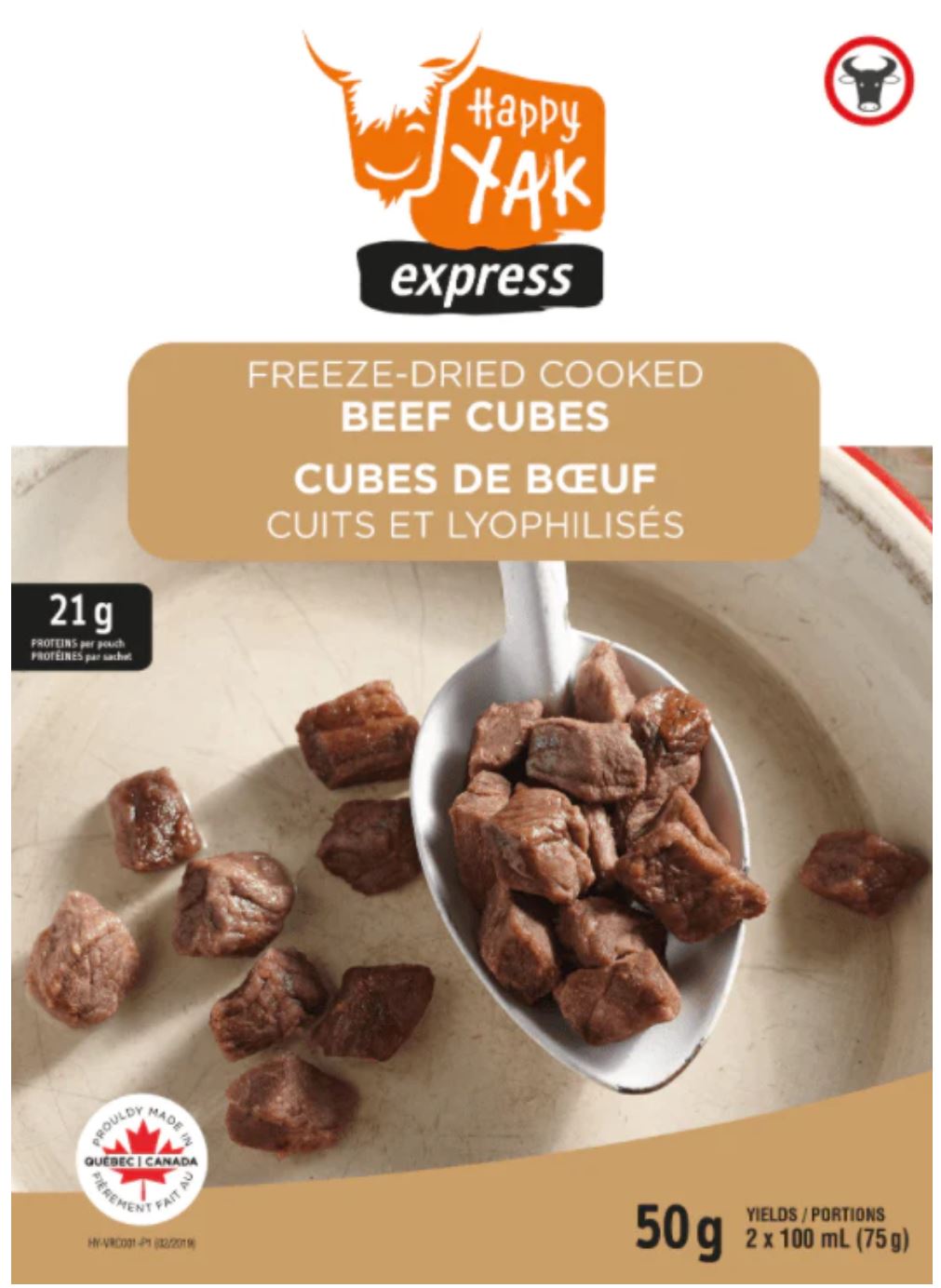 Happy Yak Cubes de boeuf cuits lyophilisés