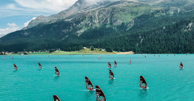 Perfect Maloja wind conditions on day 3 of the U23 iQFOiL World Championships at Vanora Engadinwind