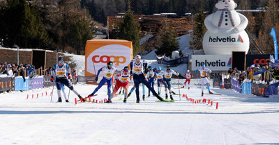 French biathlon legend Martin Fourcade competes alongside more than 12,000 cross-country skiers at the Engadin Skimarathon 2025 (SUI)