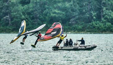 Ghio (FRA) and Spanu (ITA) crowned Wingfoil Racing Winners in Silvaplana